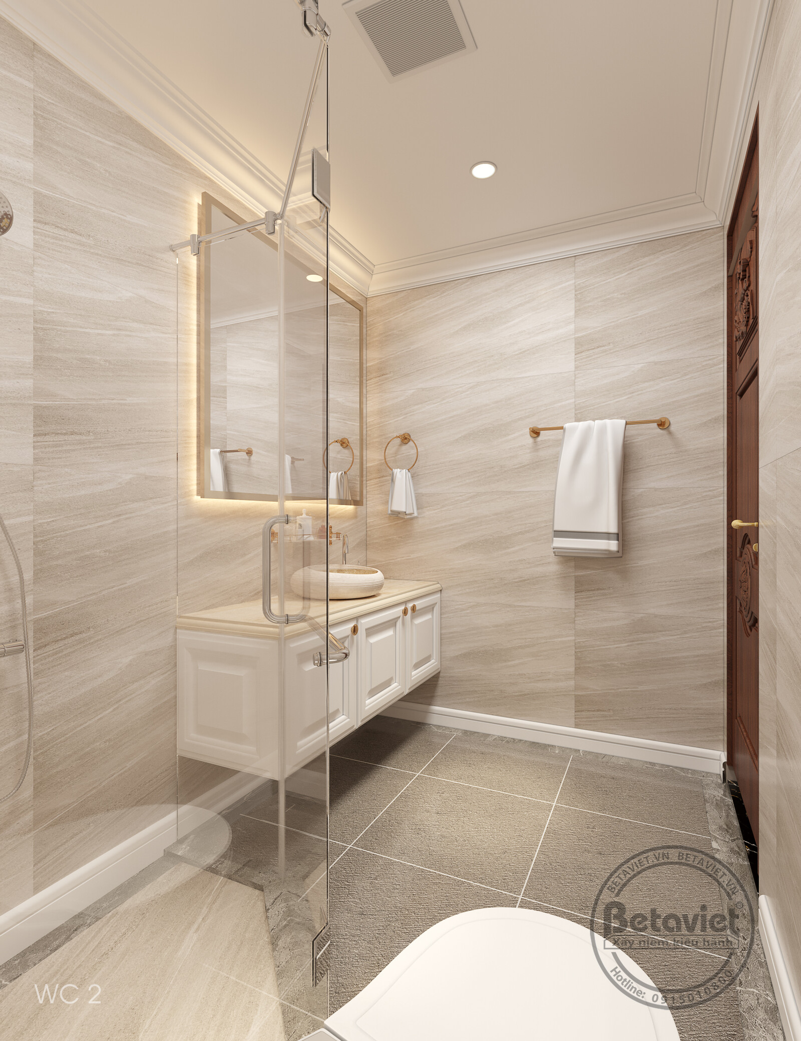 Nội thất phòng tắm biệt thự hiện đại NT21071 – góc nhìn 2