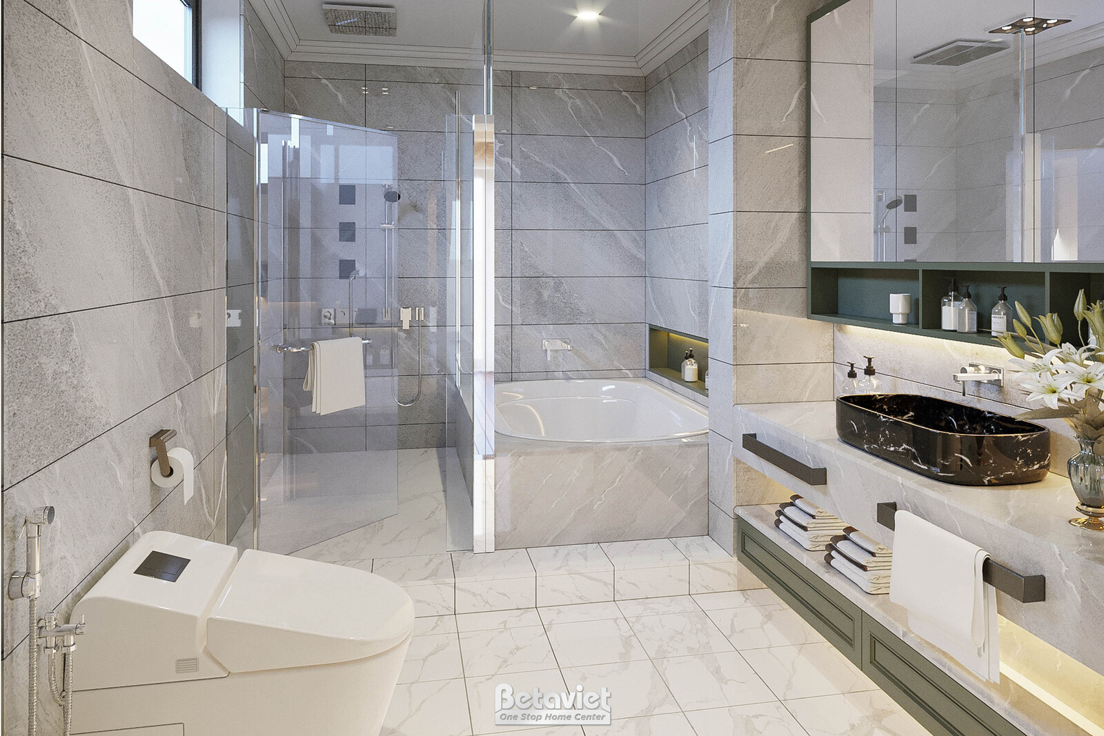 Nội thất phòng tắm biệt thự tân cổ điển KT23104 – góc nhìn 3