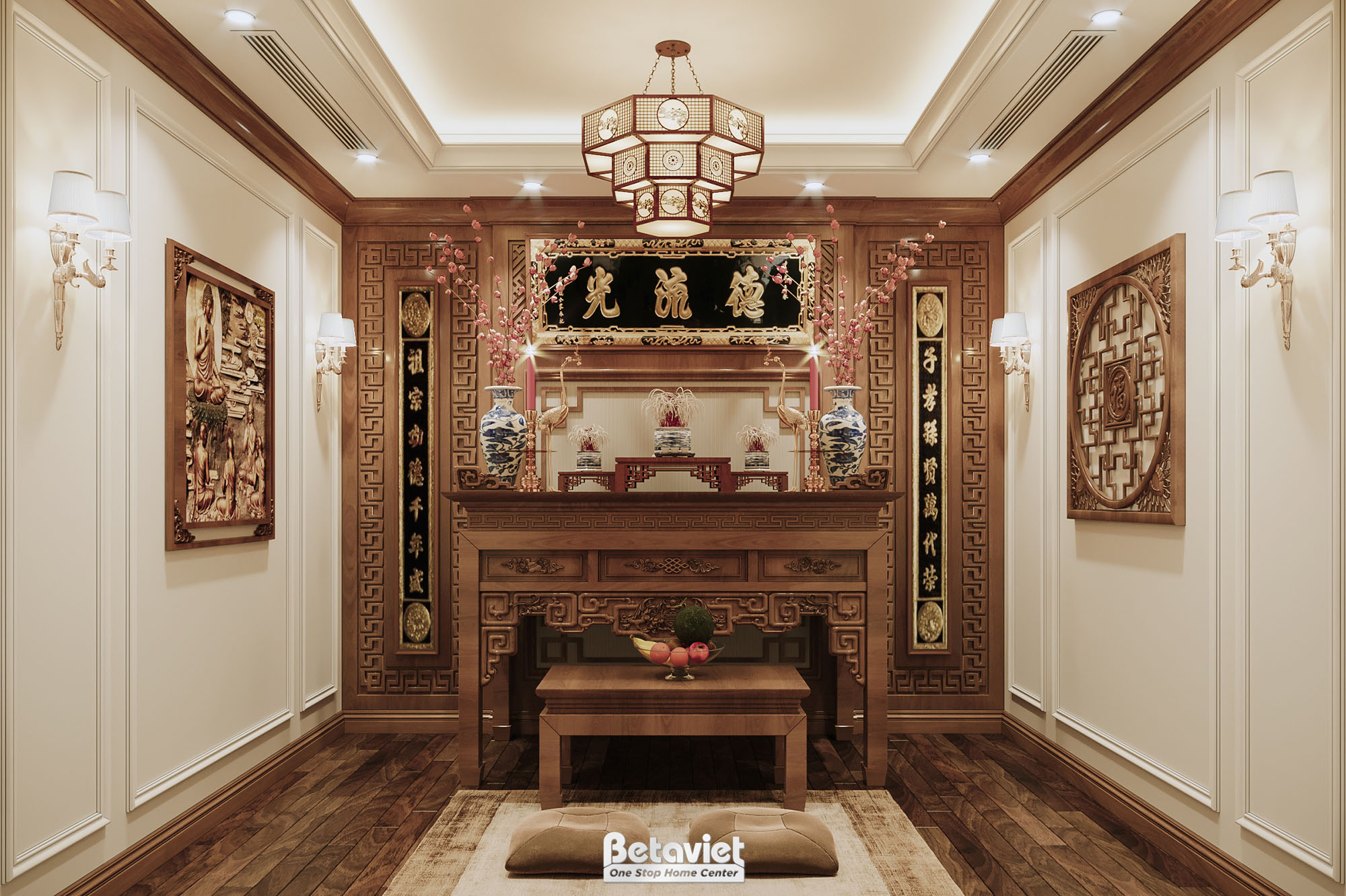 Thiết kế phòng thờ truyền thống KĐT Vinhomes The Harmony NT21017