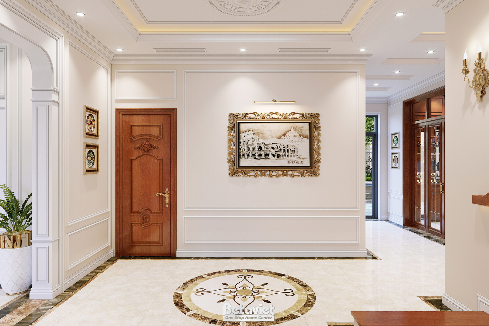 Nội thất hành lang biệt thự tân cổ điển KT22064 – góc nhìn 4