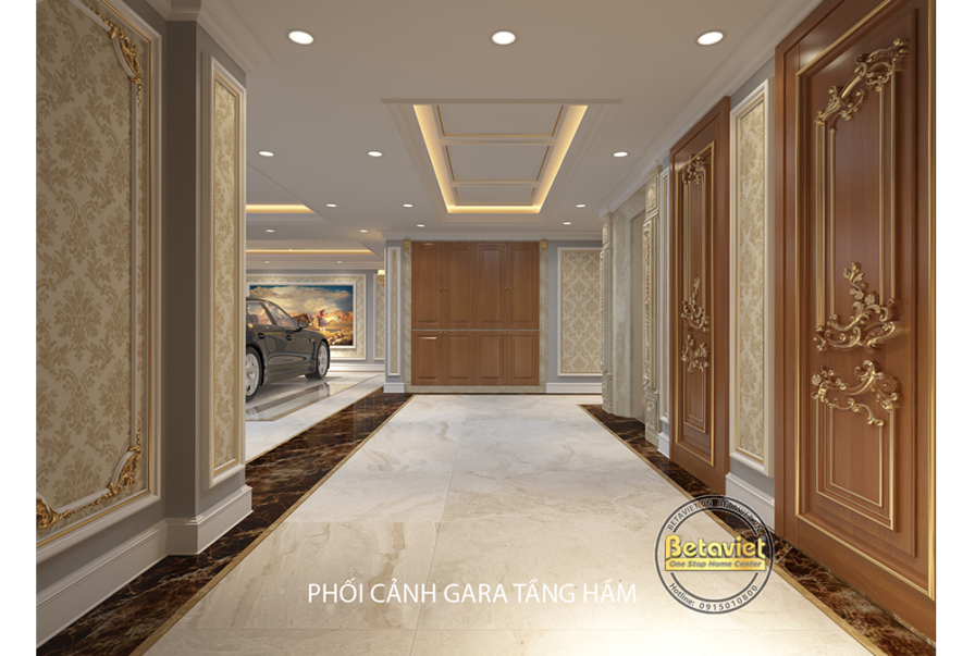Nội thất hành lang biệt thự tân cổ điển NT22030 – góc nhìn 2