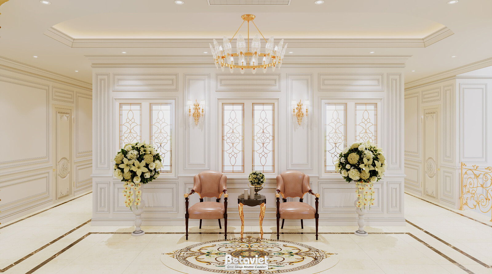 Nội thất đại sảnh dinh thự tân cổ điển NT20158 – góc nhìn 8