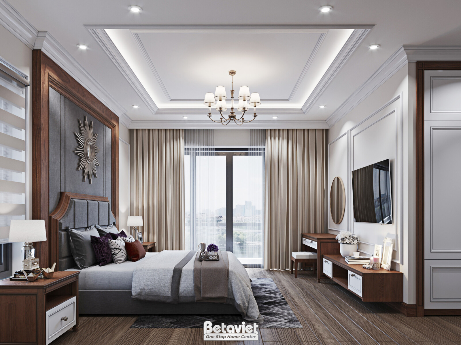 Nội thất phòng ngủ biệt thự tân cổ điển NT23321 – góc nhìn 7