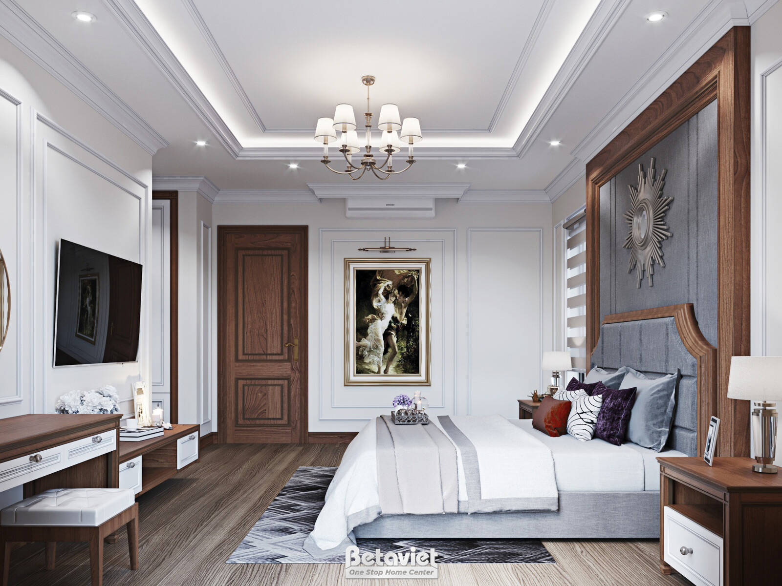 Nội thất phòng ngủ biệt thự tân cổ điển NT23321 – góc nhìn 6