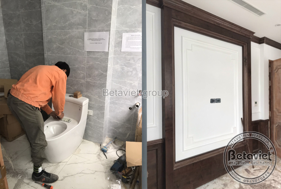 Thi công biệt thự 3 tầng hiện đại TC20109, giai đoạn thi công nội thất – phòng tắm