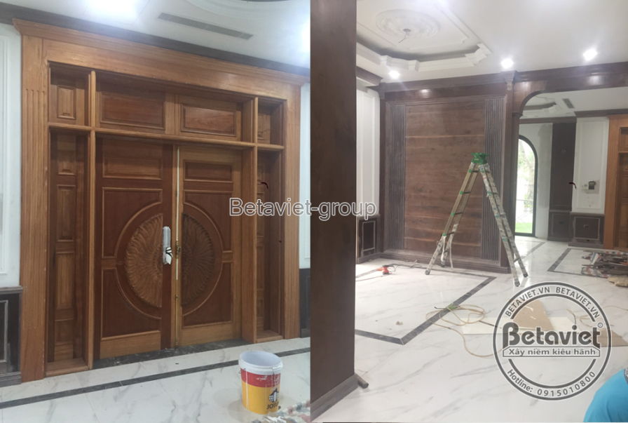 Thi công biệt thự 3 tầng hiện đại TC20109, giai đoạn thi công nội thất – sảnh chính