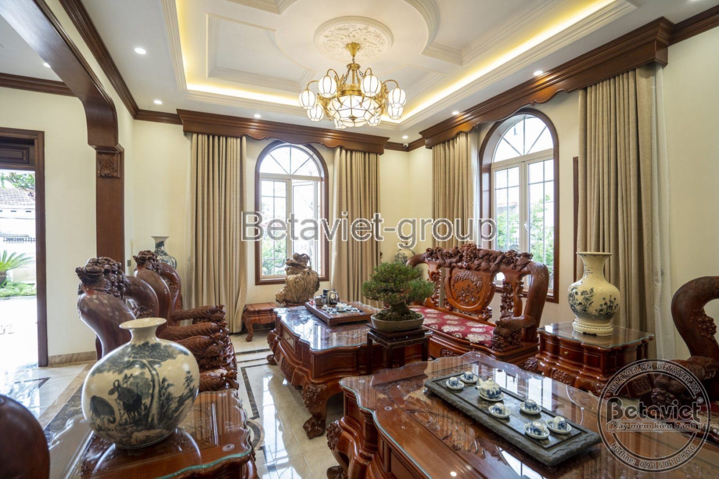 Thi công biệt thự TC18080, giai đoạn hoàn thành – phòng khách
