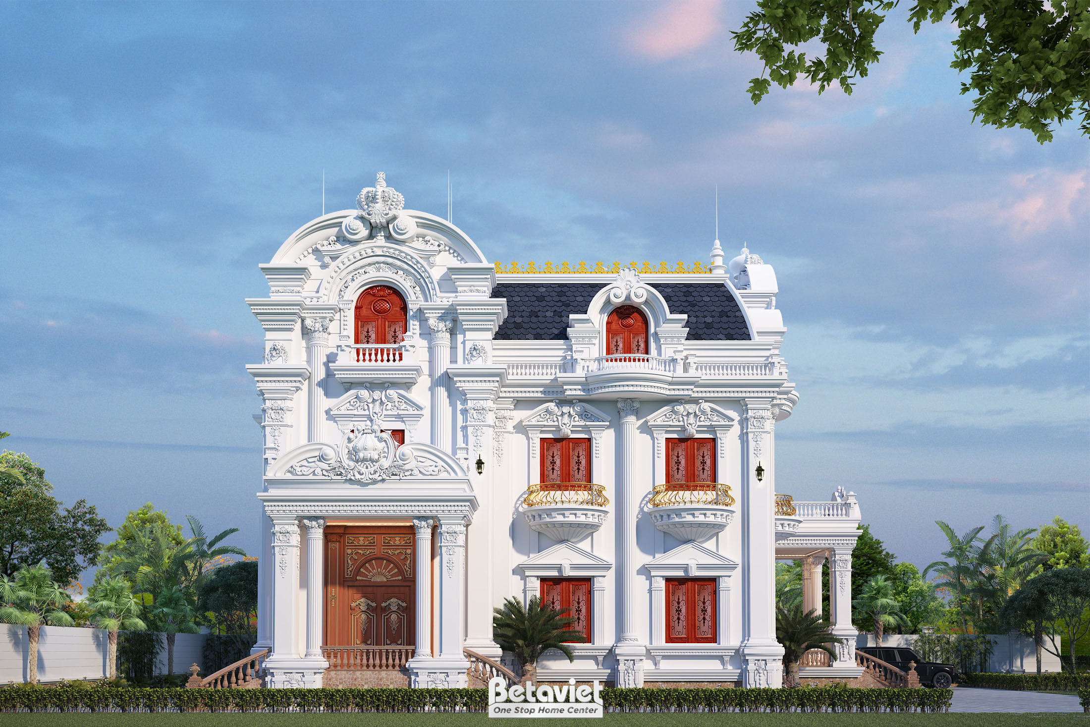 Biệt thự cổ điển 3 tầng mái mansard tại Bình Phước KT22027