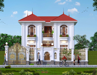Mẫu nhà biệt thự 2 tầng tân cổ điển 6 phòng ngủ tại Hải Phòng KT19178