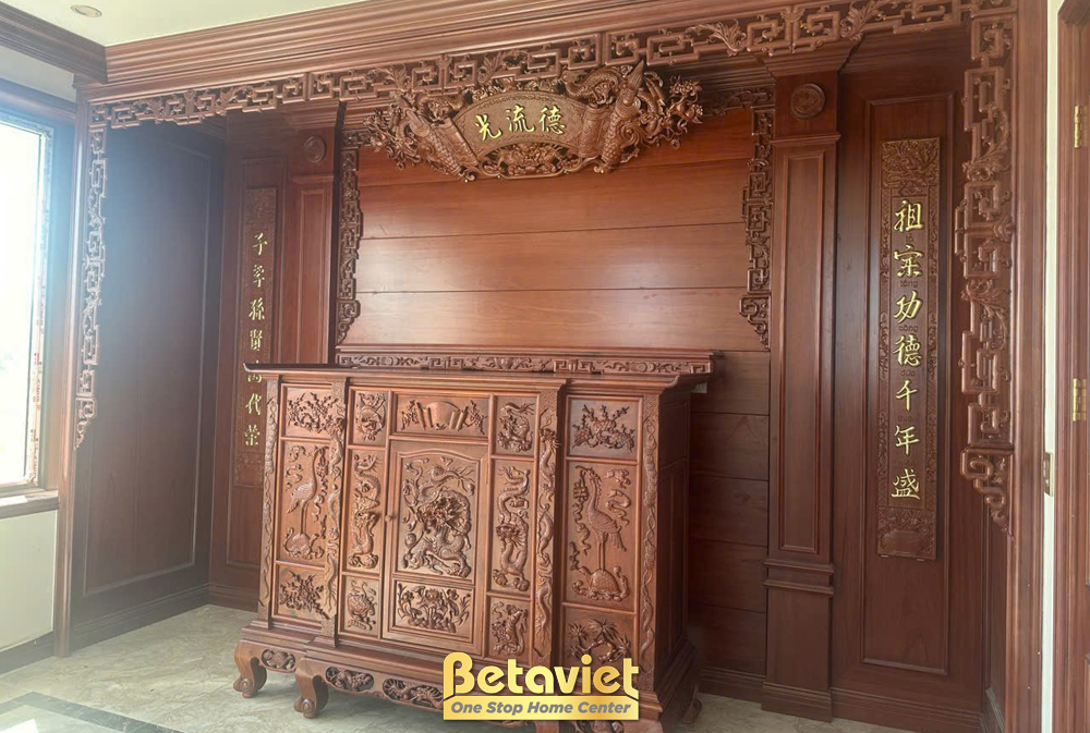 Mẫu thi công phòng thờ đẹp do đội ngũ Betaviet thực hiện