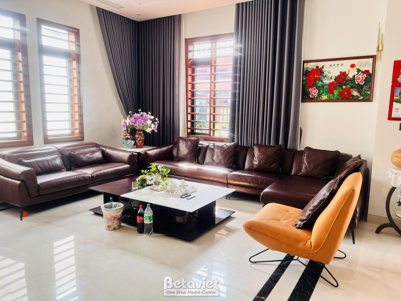 Thi công biệt thự 3 tầng hiện đại TC21143, giai đoạn hoàn thành – phòng khách