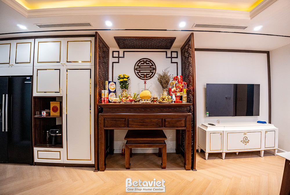 Mẫu thi công phòng thờ đẹp do đội ngũ Betaviet thực hiện