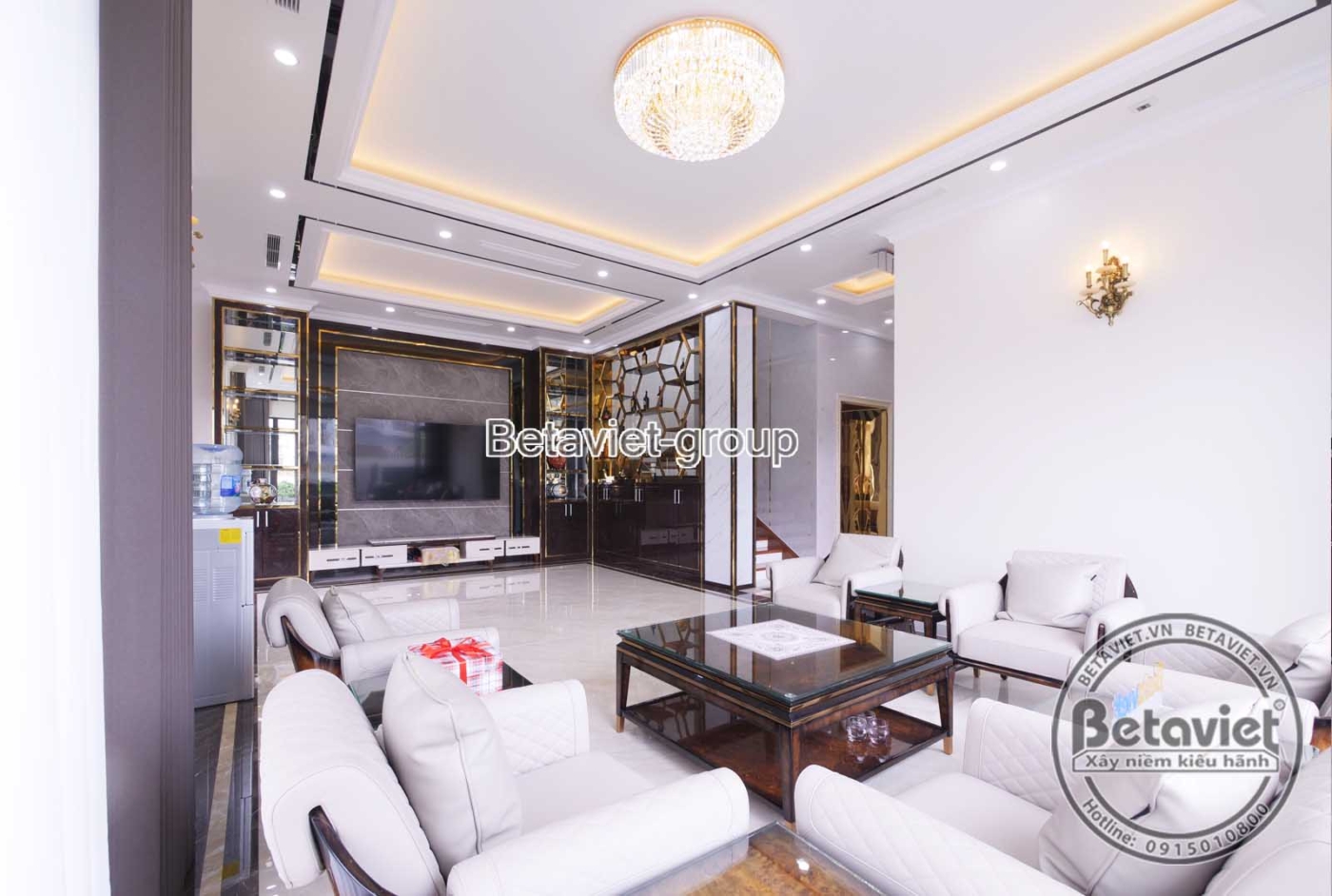 Thi công biệt thự hiện đại TC20026, giai đoạn hoàn thành – phòng khách