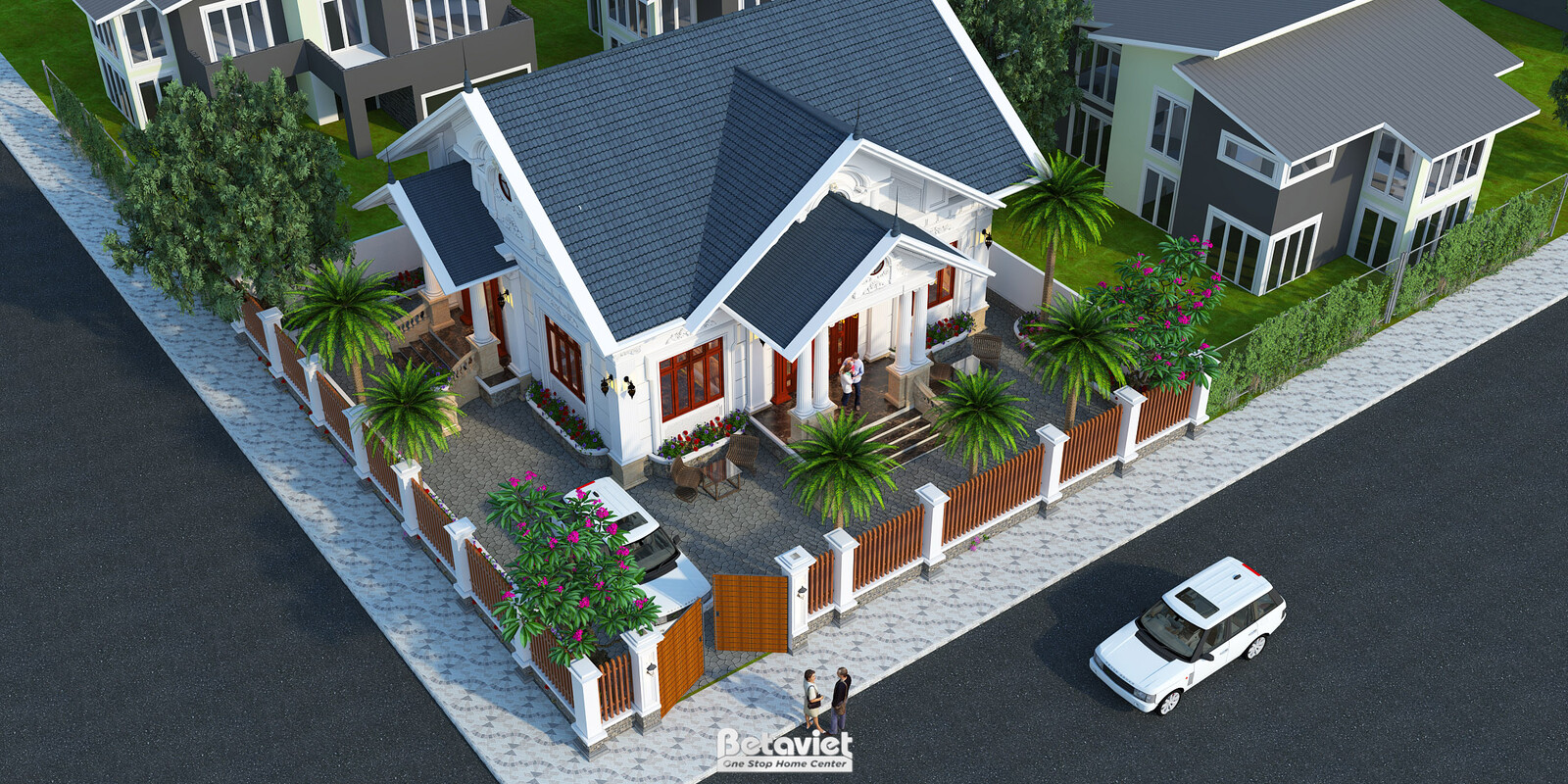 Biệt thự 1 tầng kiểu Pháp KT20193 – phối cảnh mặt tiền (3)