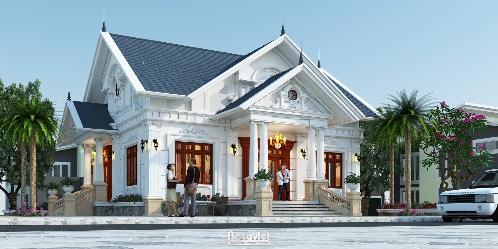 Biệt thự 1 tầng kiểu Pháp KT20193 – phối cảnh mặt tiền (4)