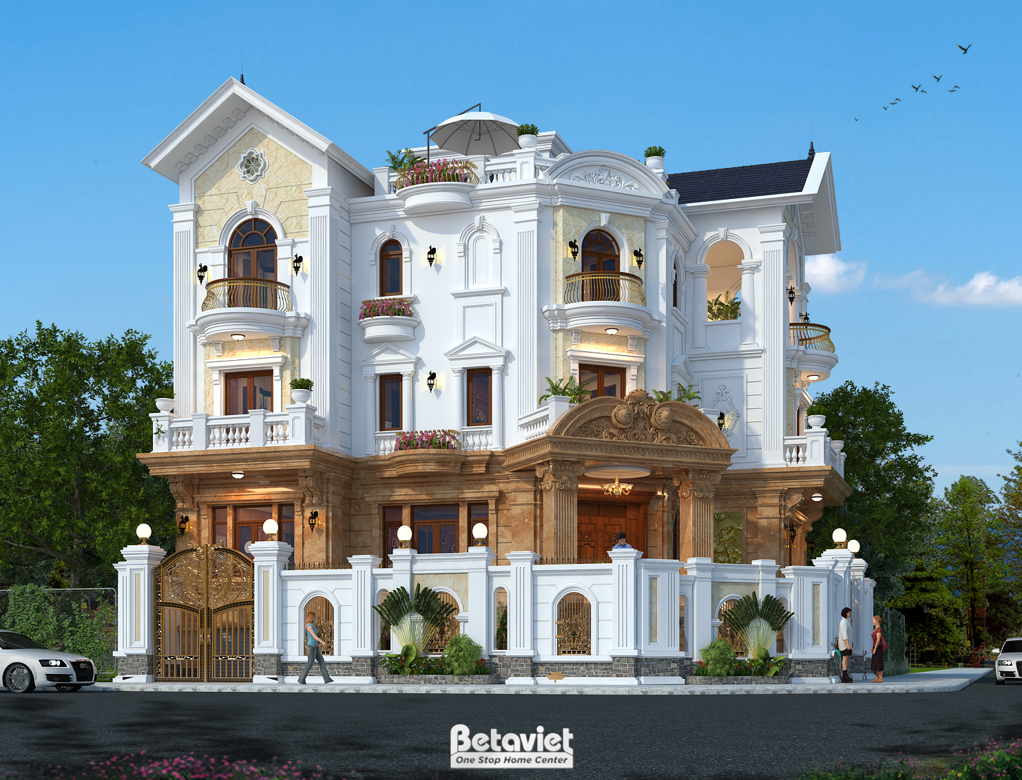 Mẫu biệt thự góc kiến trúc Pháp 2 mặt tiền 700m2 tại Vũng Tàu KT18036