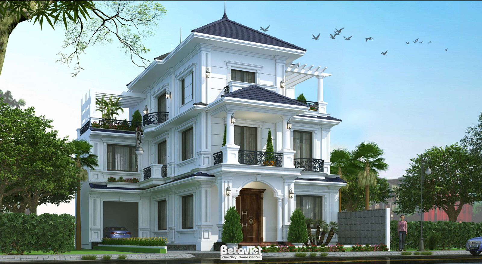 Biệt thự 3 tầng tân cổ điển KT20060 – phối cảnh mặt tiền (4)