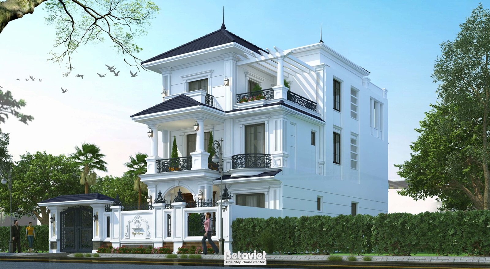 Biệt thự 3 tầng tân cổ điển KT20060 – phối cảnh mặt tiền (5)