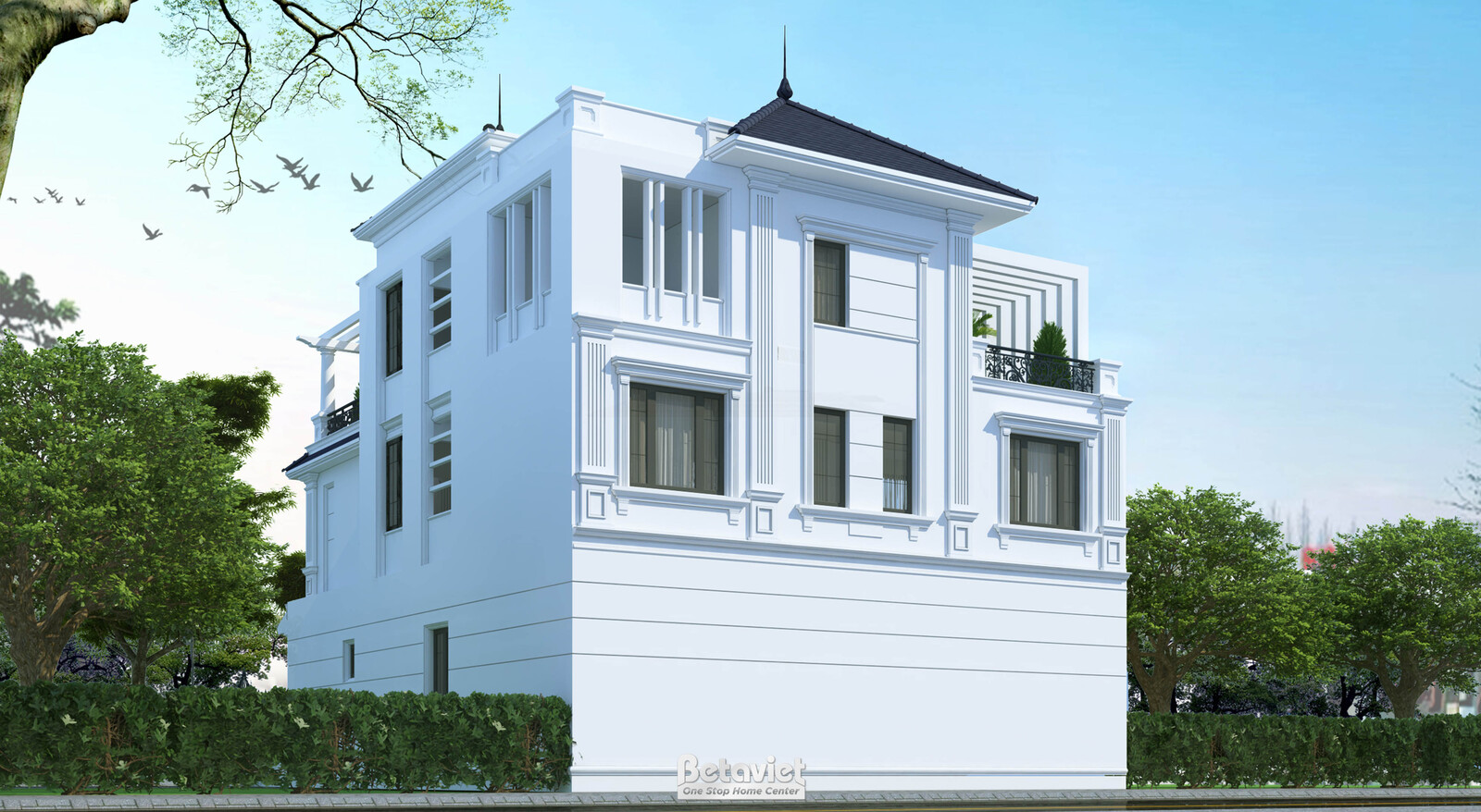 Biệt thự 3 tầng tân cổ điển KT20060 – phối cảnh mặt tiền (6)