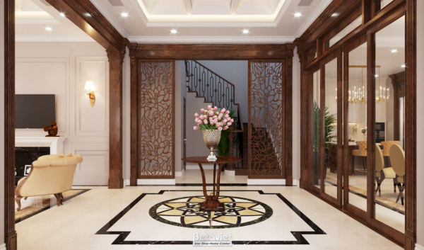 Thiết kế đại sảnh phong cách Art Deco biệt thự NT19029