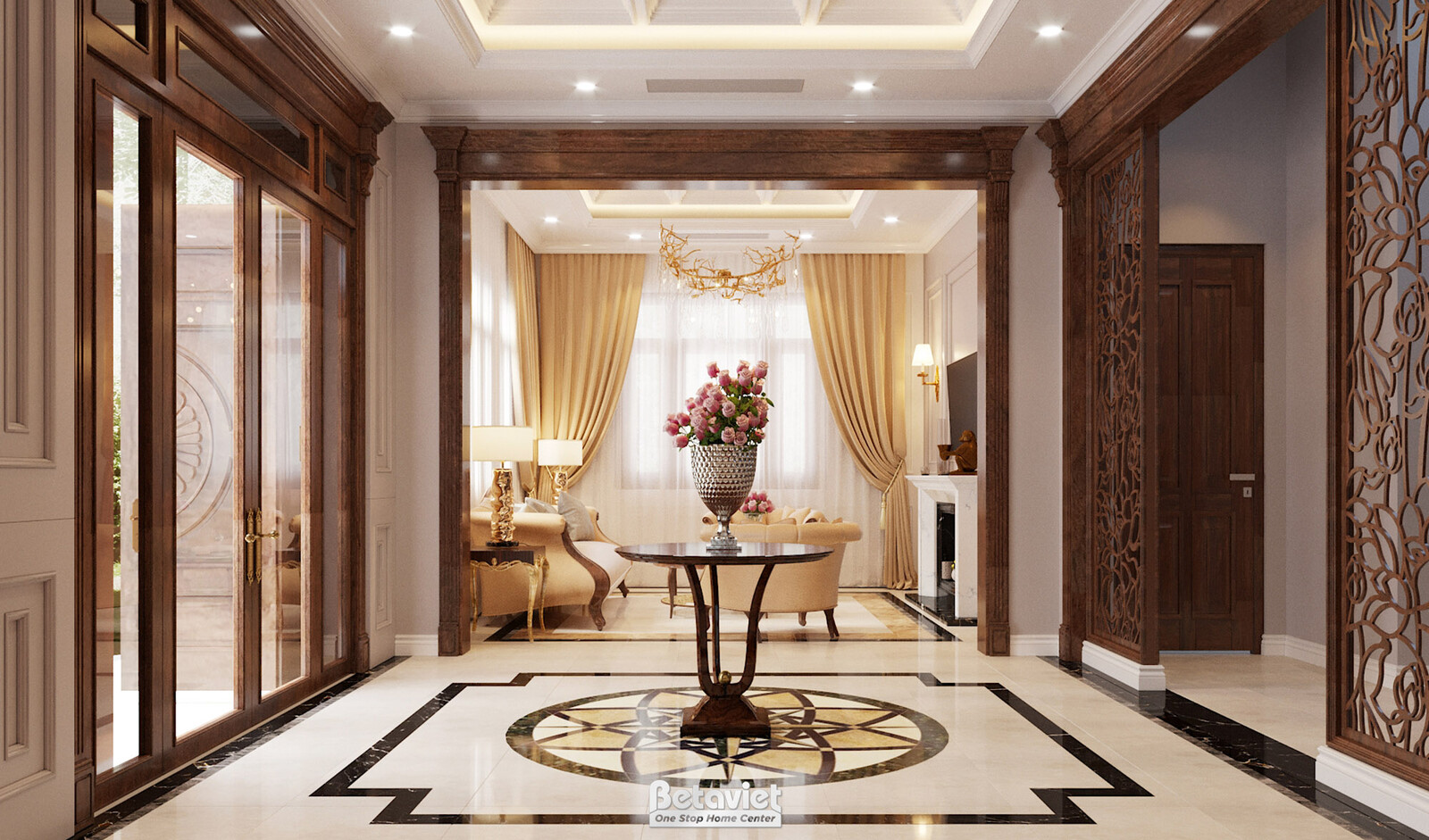 Nội thất đại sảnh biệt thự Art Deco NT19029 – góc nhìn 2