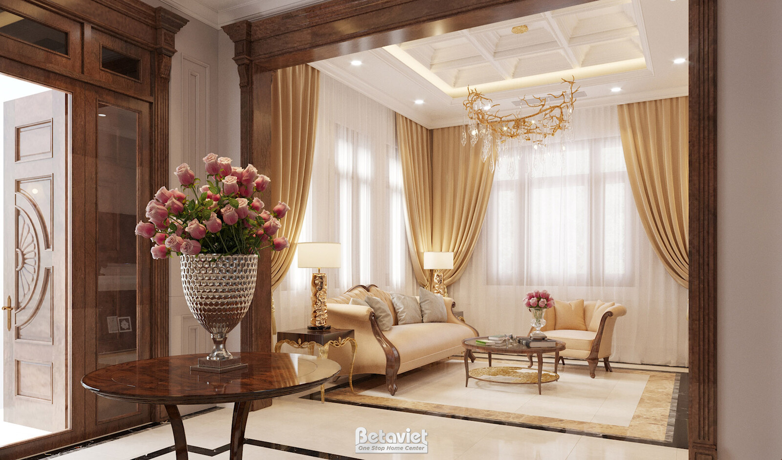 Nội thất đại sảnh biệt thự Art Deco NT19029 – góc nhìn 4
