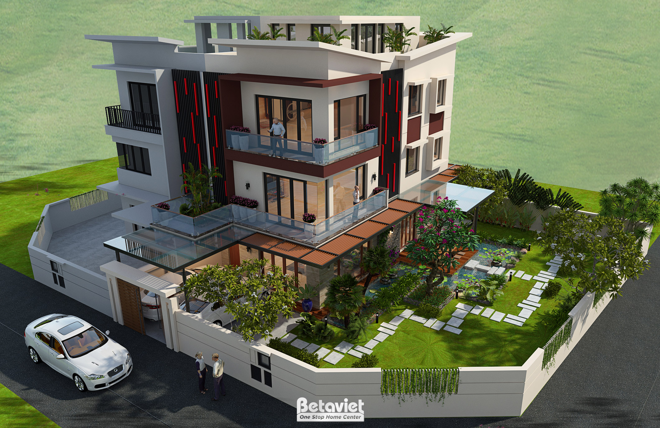 Mẫu nhà biệt thự hiện đại 4 tầng 400m2 tại KĐT Gamuda KT18016