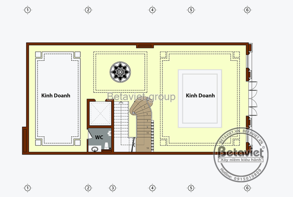 Shophouse tân cổ điển 7 tầng kết hợp kinh doanh tại Thanh Hóa KT21081 – bản vẽ mặt bằng tầng trệt