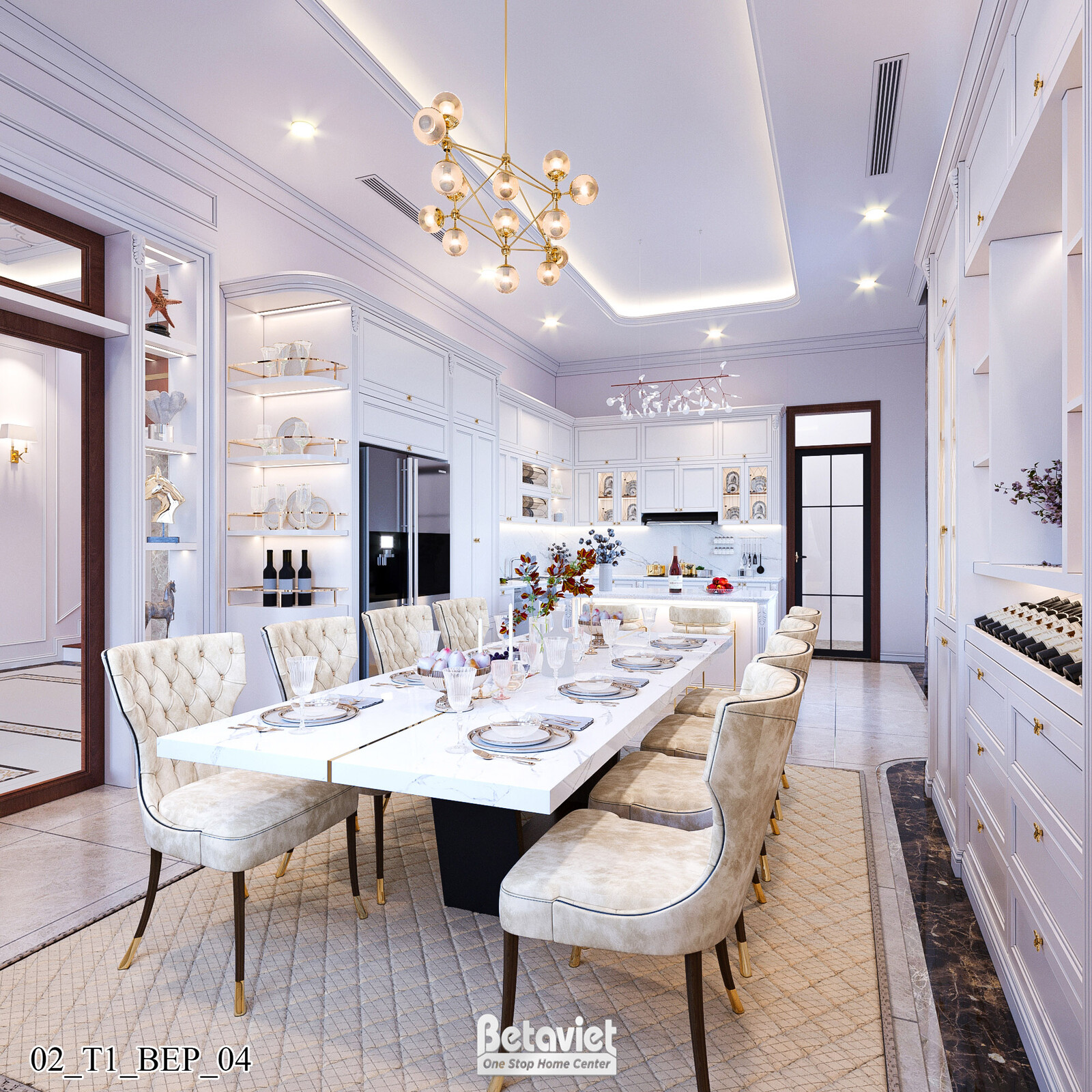 Nội thất phòng ăn biệt thự Art Deco KT21212 – góc nhìn 3