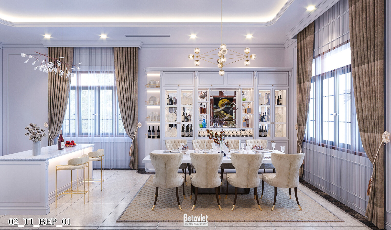 Nội thất phòng ăn biệt thự Art Deco KT21212 – góc nhìn 2