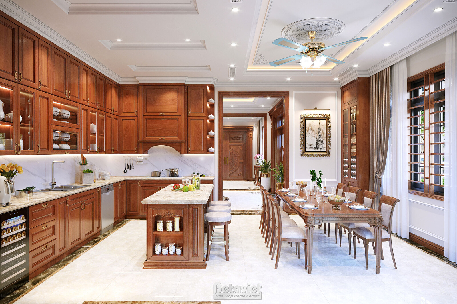 Nội thất phòng ăn biệt thự tân cổ điển KT22007 – góc nhìn 2