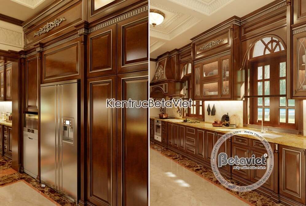 Thiết kế nội thất phòng bếp biệt thự cổ điển NT18032