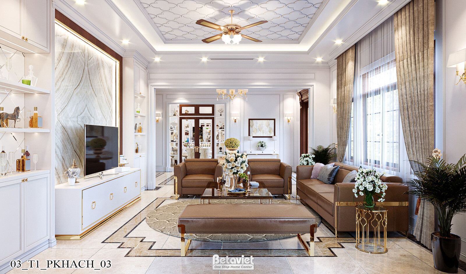 Nội thất phòng khách biệt thự Art Deco KT21212 – góc nhìn 2
