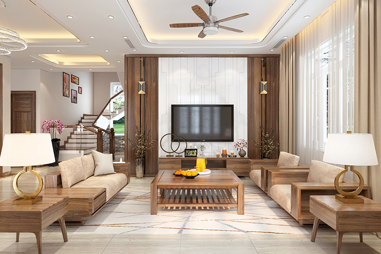 Lam gỗ ngăn cách từ gỗ óc chó sang trọng, ấn tượng 