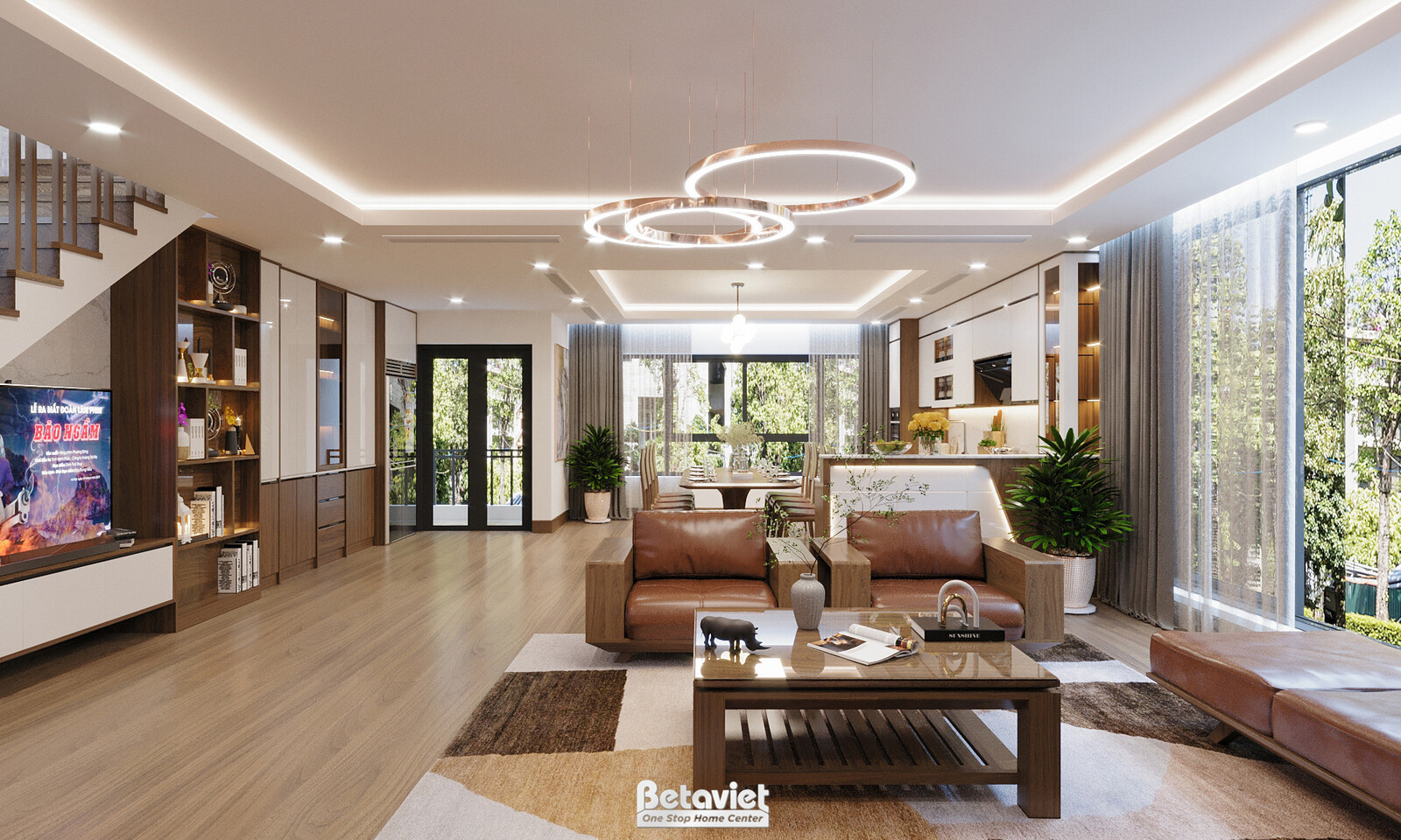 Nội thất phòng khách biệt thự hiện đại NT22113 – góc nhìn 3