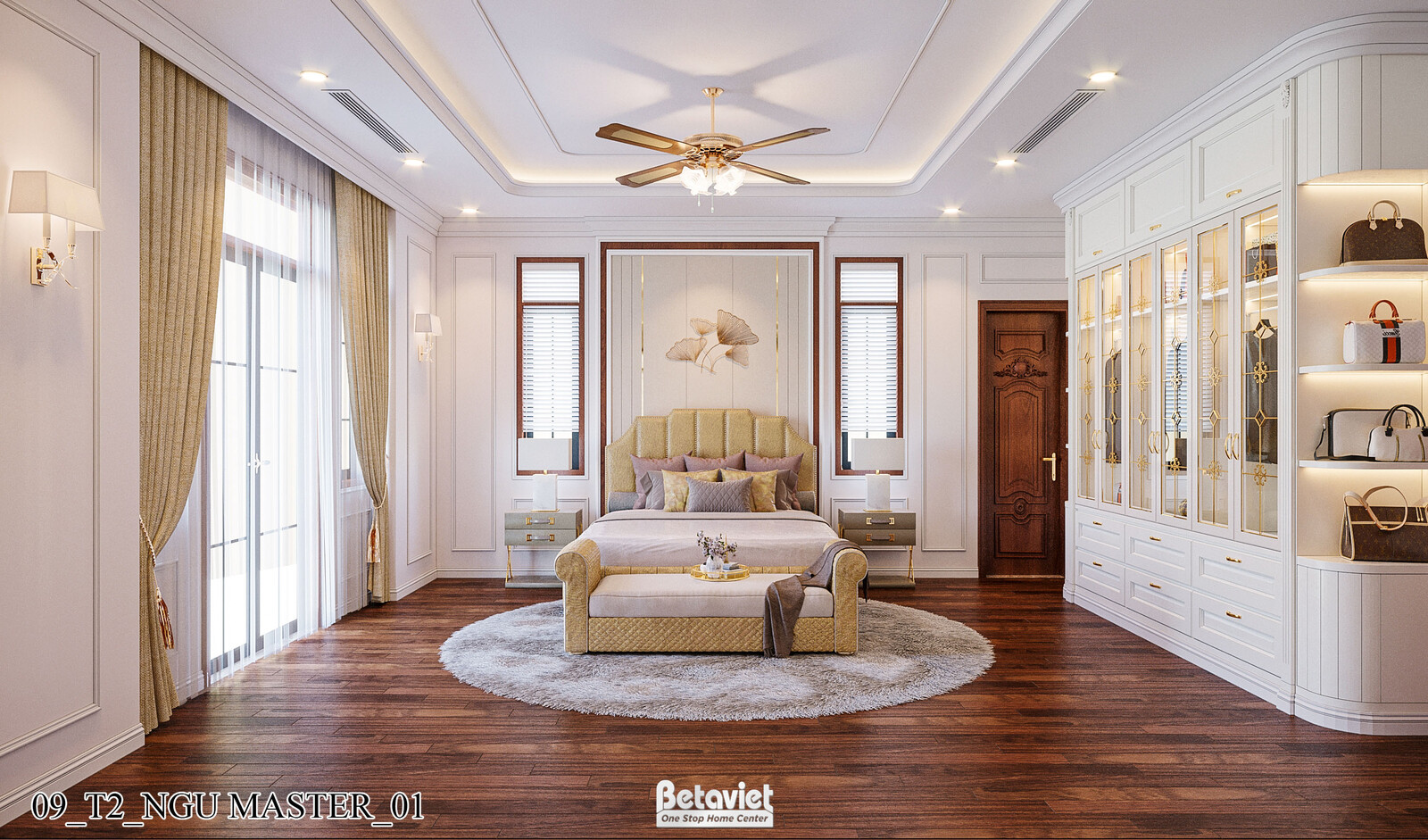 Nội thất phòng ngủ biệt thự Art Deco KT21212 – góc nhìn 3