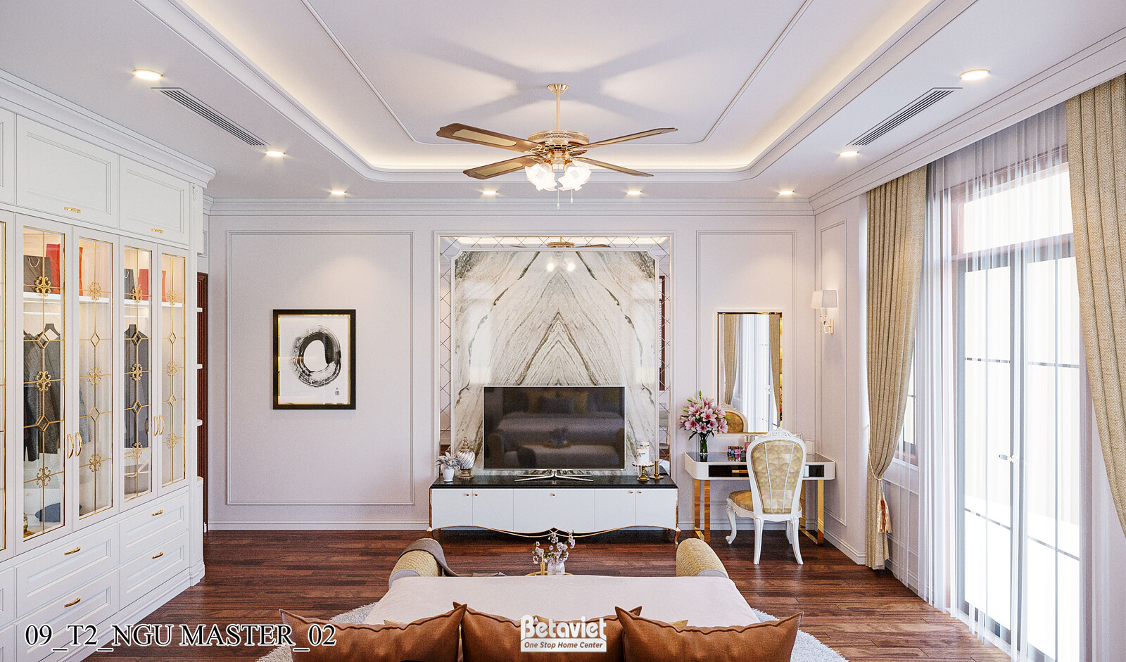 Nội thất phòng ngủ biệt thự Art Deco KT21212 – góc nhìn 13