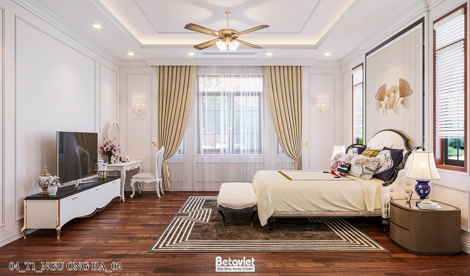 Nội thất phòng ngủ biệt thự Art Deco KT21212 – góc nhìn 8