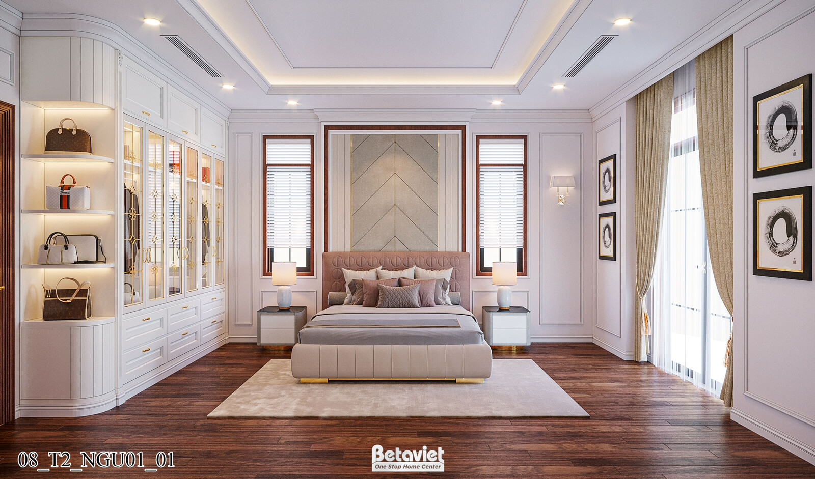 Nội thất phòng ngủ biệt thự Art Deco KT21212 – góc nhìn 2
