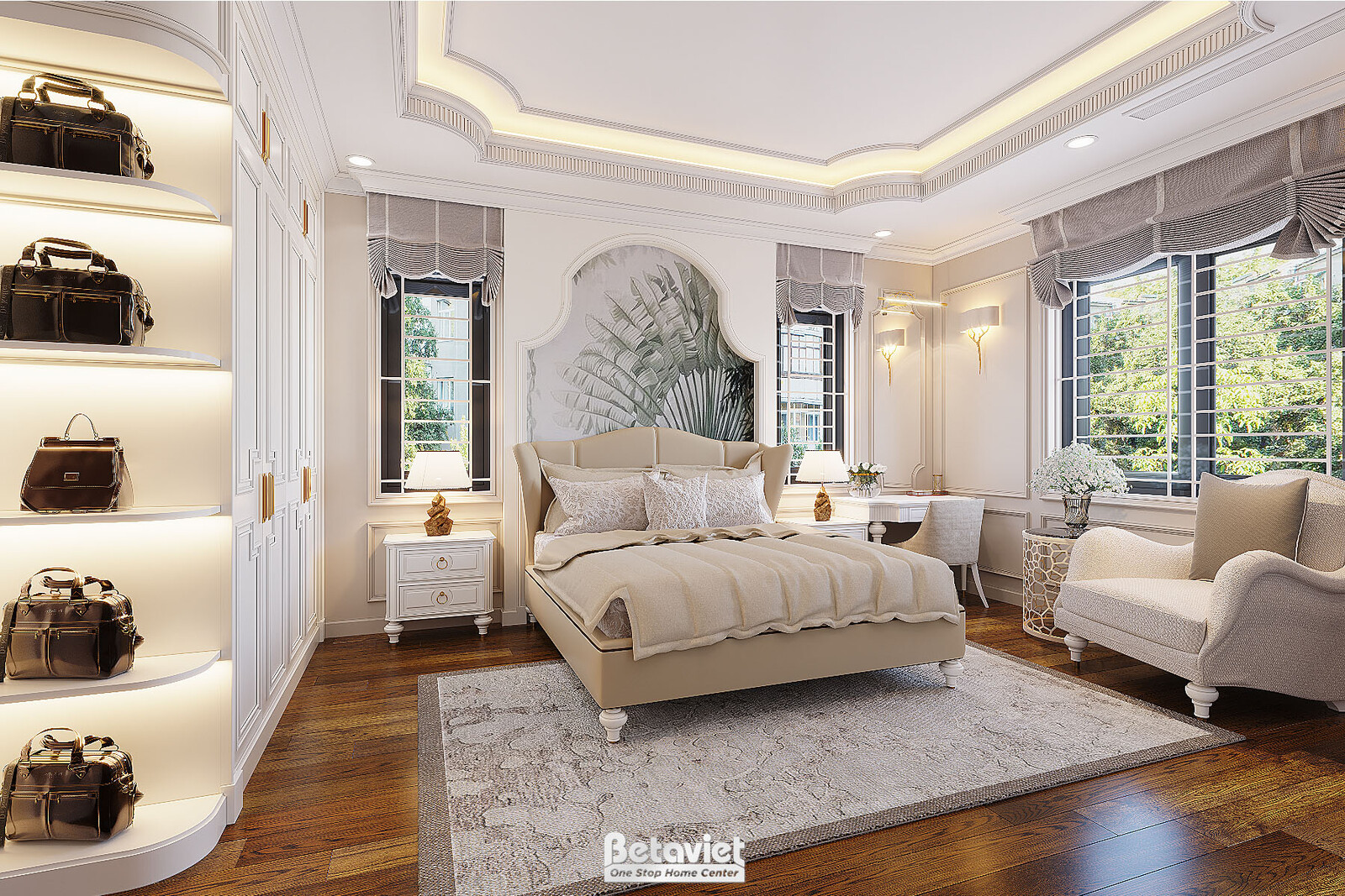 Nội thất phòng ngủ biệt thự Art Deco KT22096 – góc nhìn 2