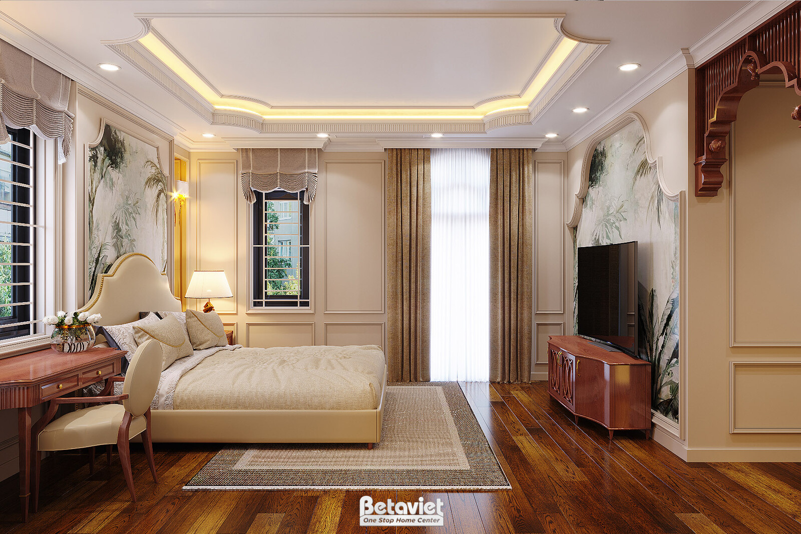 Nội thất phòng ngủ biệt thự Art Deco KT22096 – góc nhìn 3