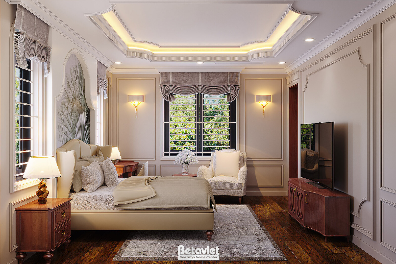 Nội thất phòng ngủ biệt thự Art Deco KT22096 – góc nhìn 8