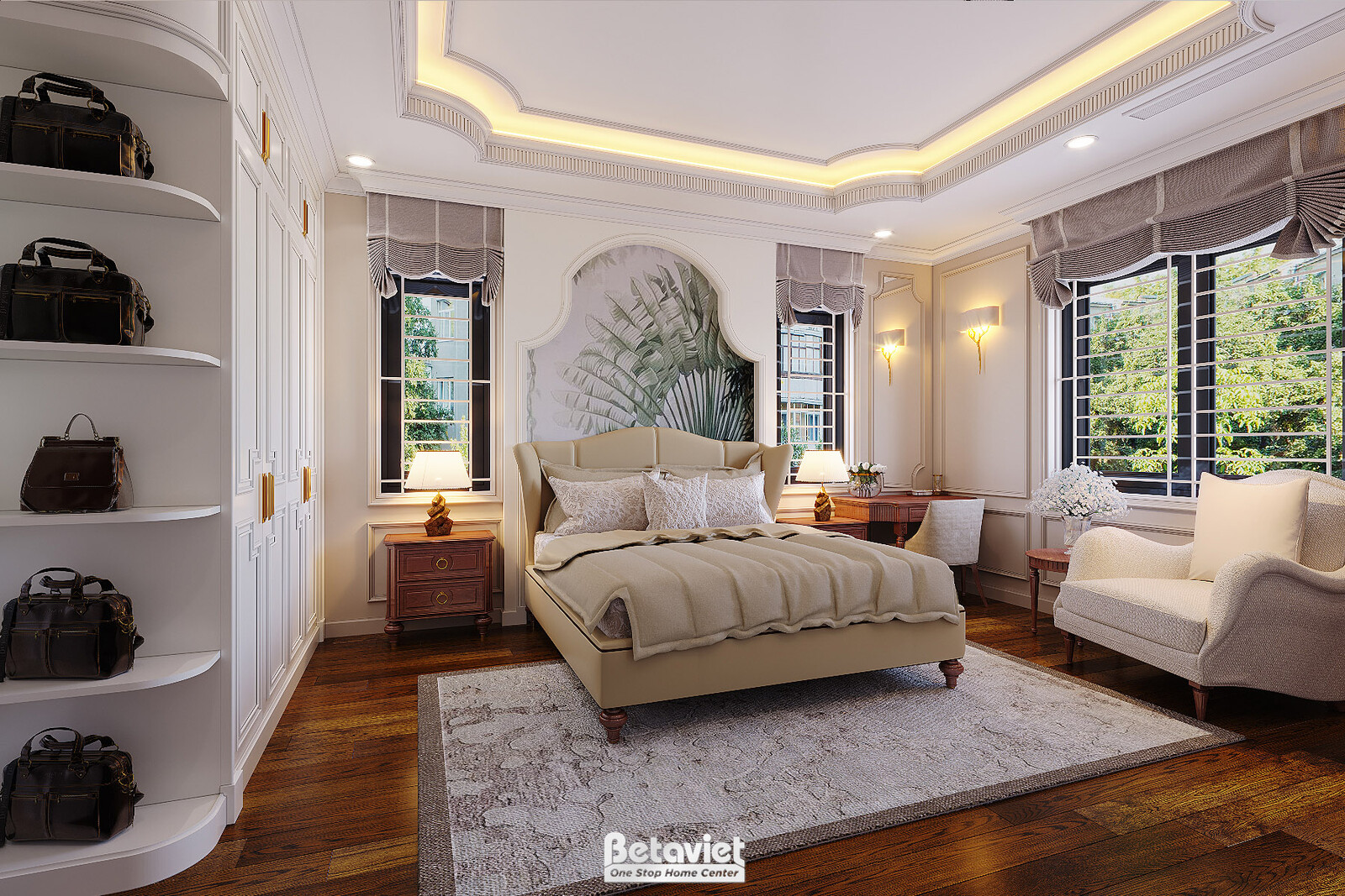 Nội thất phòng ngủ biệt thự Art Deco KT22096 – góc nhìn 4