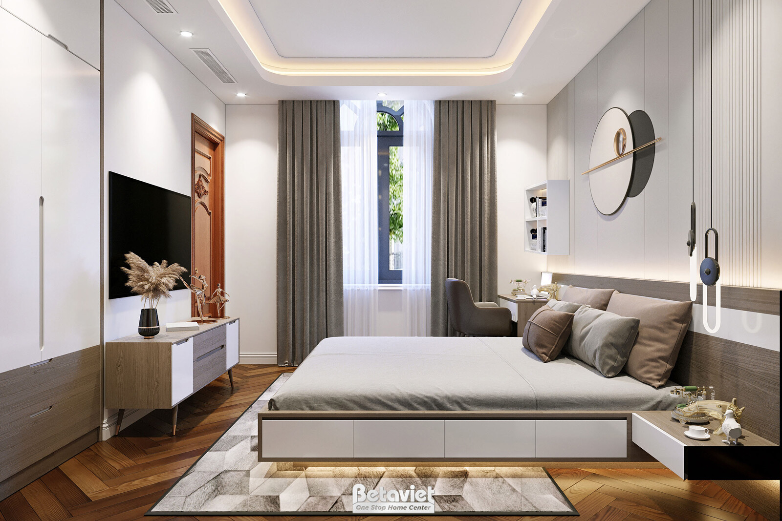 Nội thất phòng ngủ biệt thự tân cổ điển KT22007 – góc nhìn 2