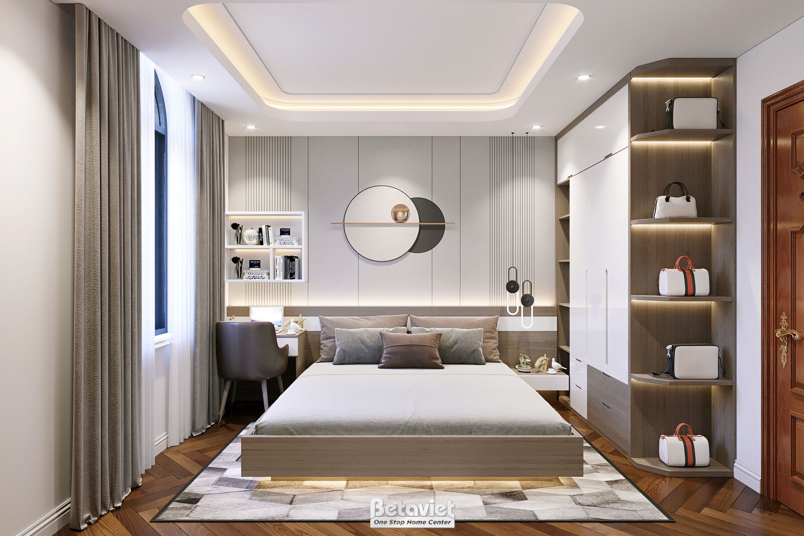 Nội thất phòng ngủ biệt thự tân cổ điển KT22007 – góc nhìn 4