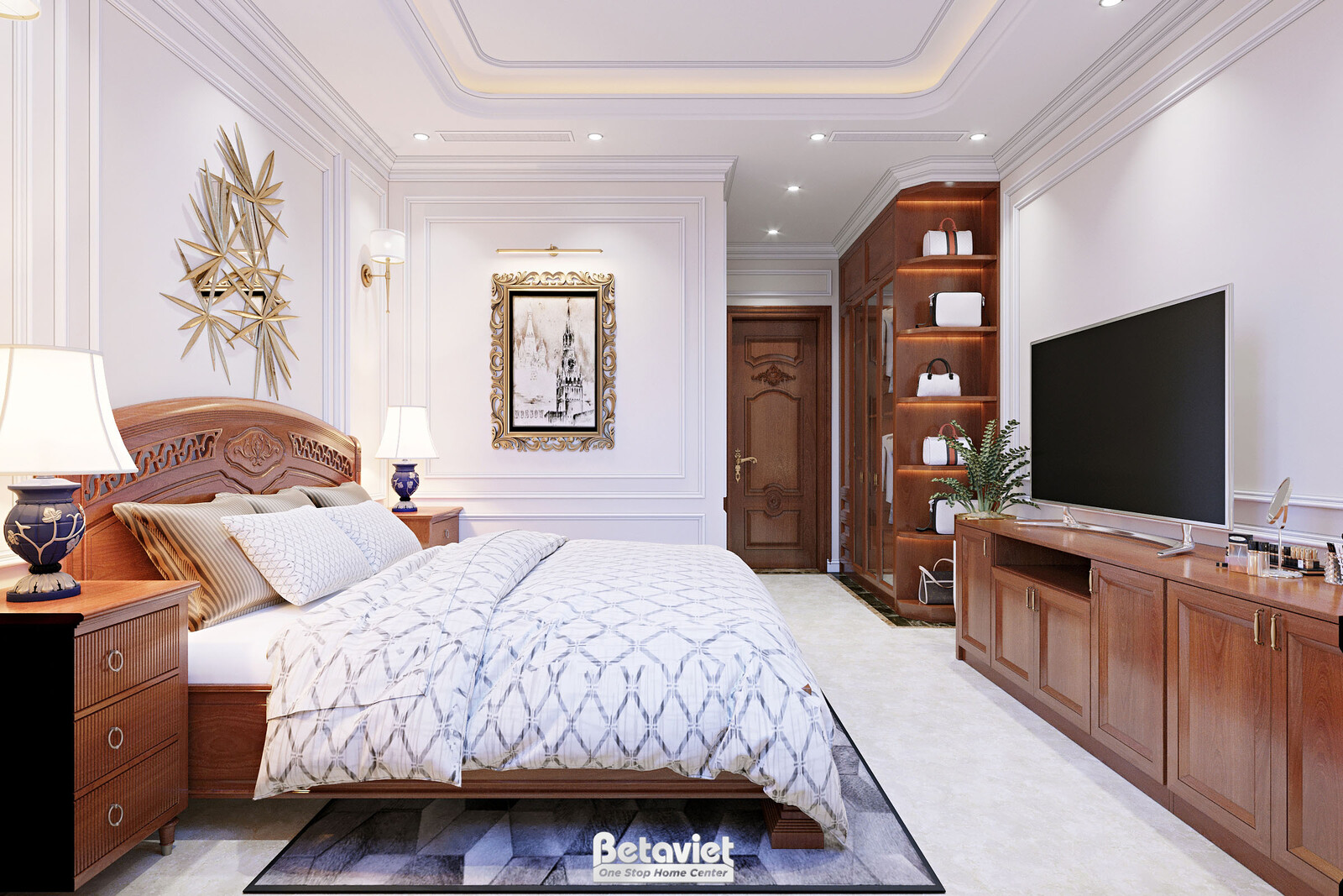 Nội thất phòng ngủ biệt thự tân cổ điển KT22007 – góc nhìn 5