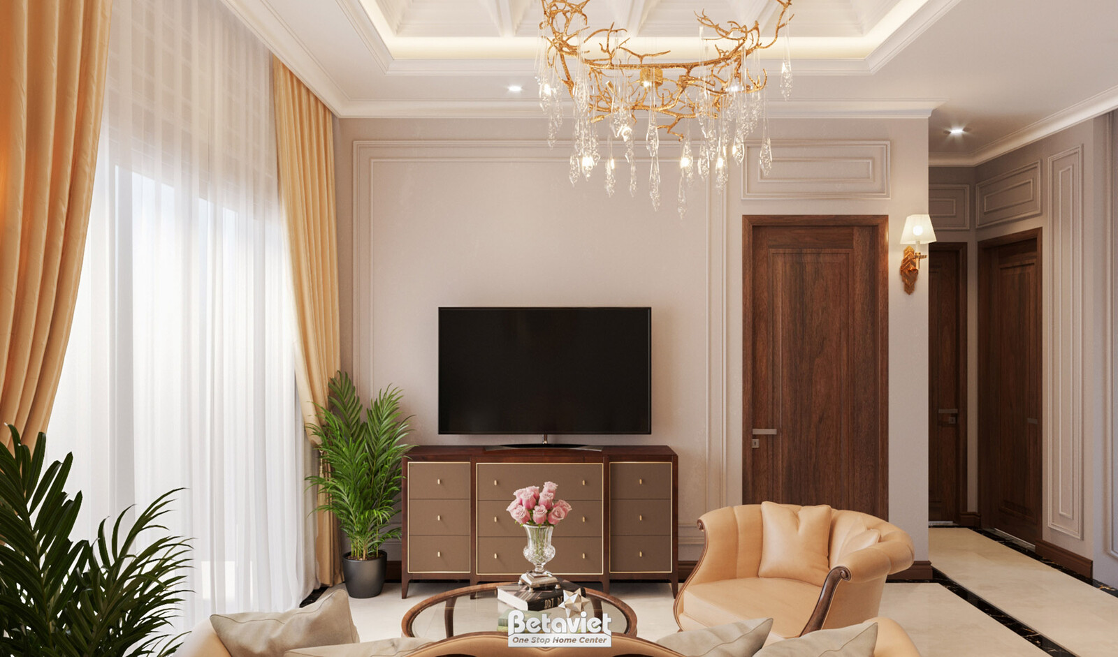 Nội thất phòng sinh hoạt chung biệt thự Art Deco NT19029 – góc nhìn 2