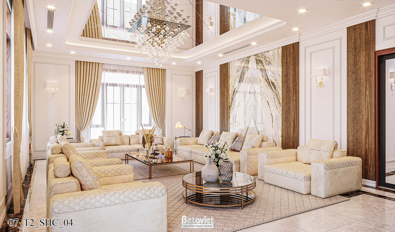 Nội thất phòng sinh hoạt chung biệt thự Art Deco KT21212 – góc nhìn 4