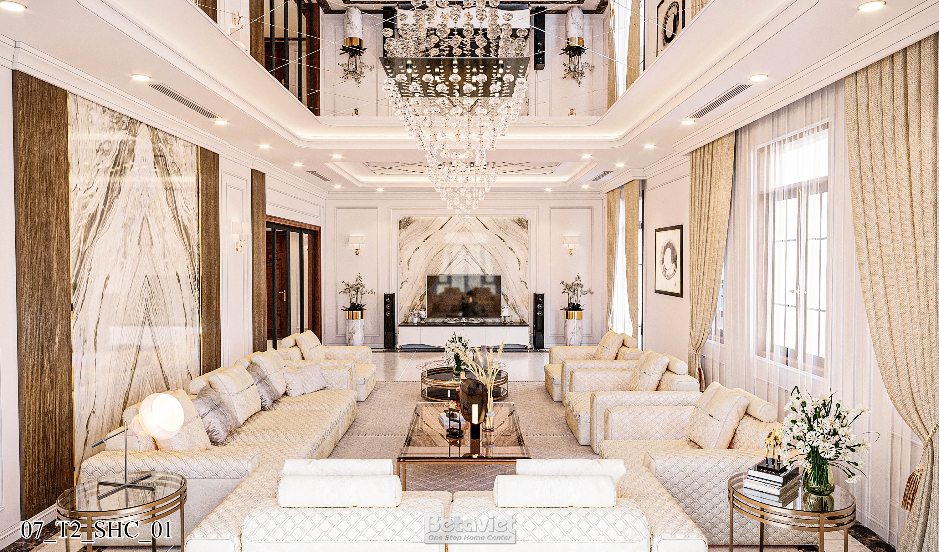 Mẫu nội thất phòng sinh hoạt chung biệt thự Art Deco NT21212