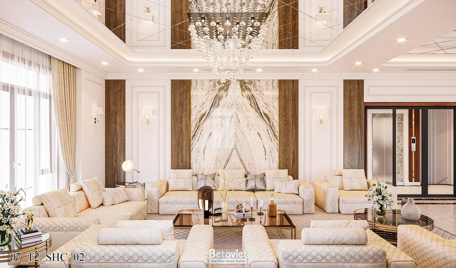 Nội thất phòng sinh hoạt chung biệt thự Art Deco KT21212 – góc nhìn 2